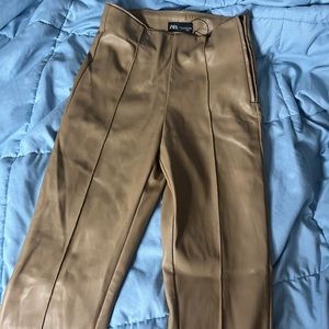 Zara beige leather pants